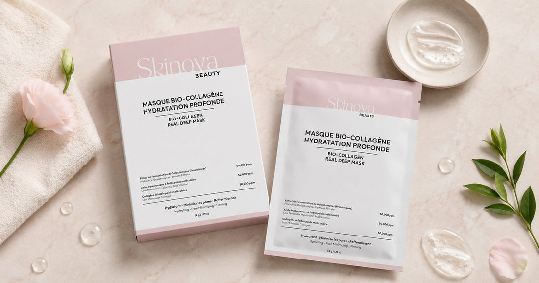 Masque au collagène Skinova, soin visage repulpant et éclat